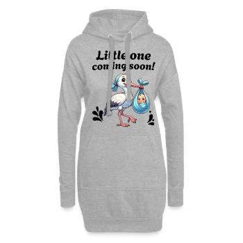 Werdende Mutter Storch bringt die schöne Nachricht - Hoodie-Kleid - Grau meliert - Vorne