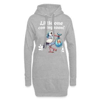 Werdende Mutter Storch bringt die schöne Nachricht - Hoodie-Kleid - Grau meliert - Vorne