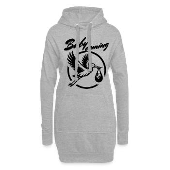 Werdende Mutter Storch bringt die schöne Nachricht - Hoodie-Kleid - Grau meliert - Vorne
