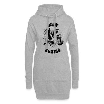 Werdende Mutter Storch bringt die schöne Nachricht - Hoodie-Kleid - Grau meliert - Vorne
