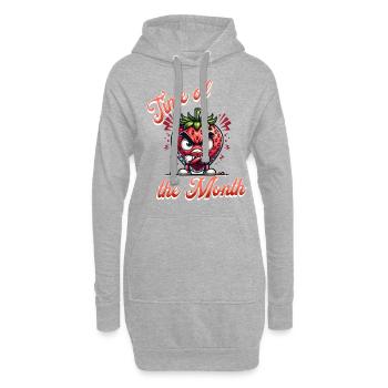 Semaine des règles à la fraise : le temps de la - Sweat-shirt à capuche long Femme - gris chiné - Devant
