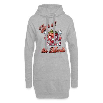 Erdbeerwoche Humor: Periode und Menstruation - Hoodie-Kleid - Grau meliert - Vorne
