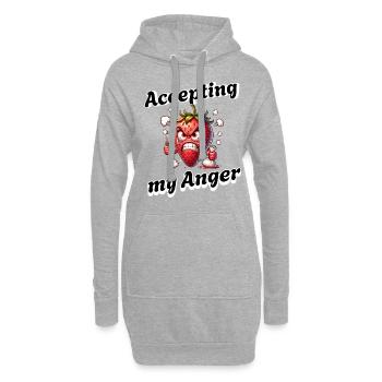Periode Menstruation Erdbeerwoche Humorvoll - Hoodie-Kleid - Grau meliert - Vorne
