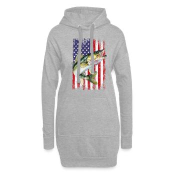 Walleye camo American flag - Hoodie-Kleid - Grau meliert - Vorne