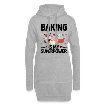 Backen ist meine Superkraft Konditorei Bäcker Bake Bäcker - Hoodie-Kleid - Grau meliert - Vorne