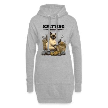Tricot - Sweat-shirt à capuche long Femme - gris chiné - Devant