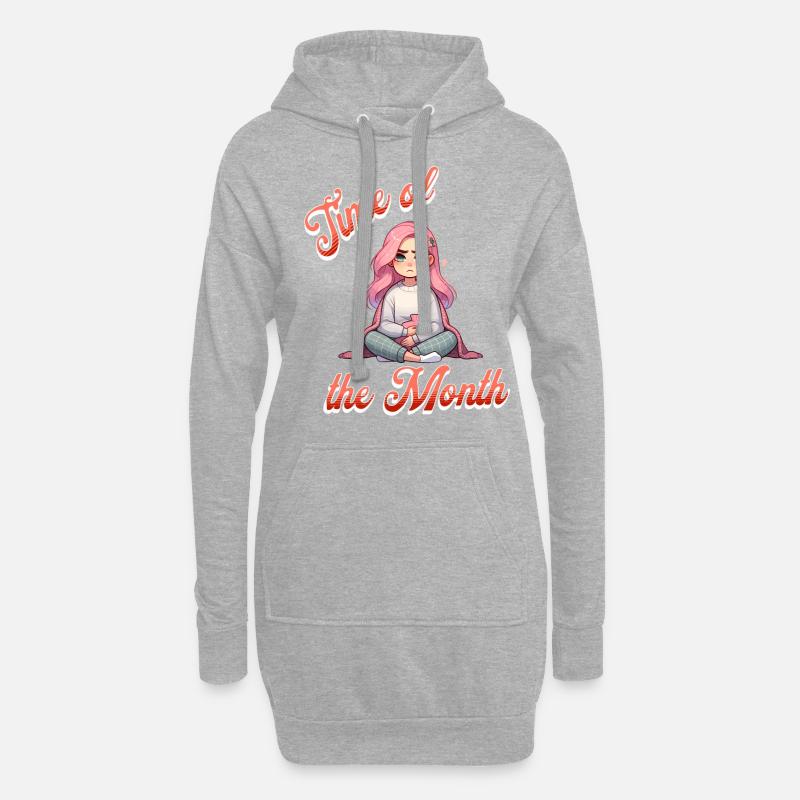 Période des règles du mois - Sweat-shirt à capuche long Femme - gris chiné