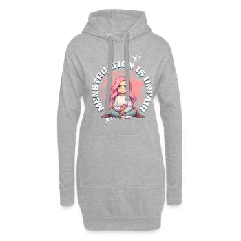 Les menstruations sont injustes : motif des règles - Sweat-shirt à capuche long Femme - gris chiné - Devant
