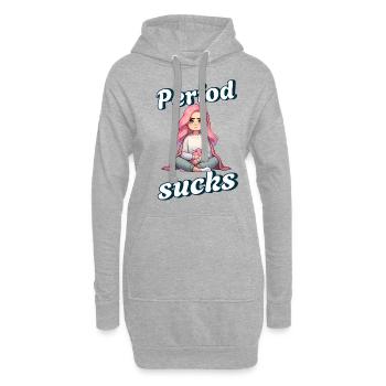 Period Sucks – Règles, Humeur menstruelle - Sweat-shirt à capuche long Femme - gris chiné - Devant