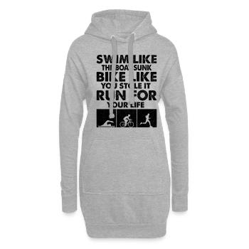 Schwimmen wie das Boot versunkenes Fahrrad, als hättest du es gestohlen, rennen - Hoodie-Kleid - Grau meliert - Vorne