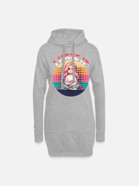 Periode Menstruation I Hate It - Hoodie-Kleid - Grau meliert