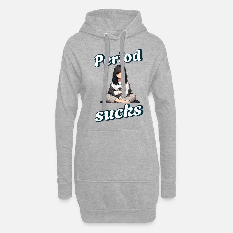 Periode Menstruation Period Sucks - Hoodie-Kleid - Grau meliert