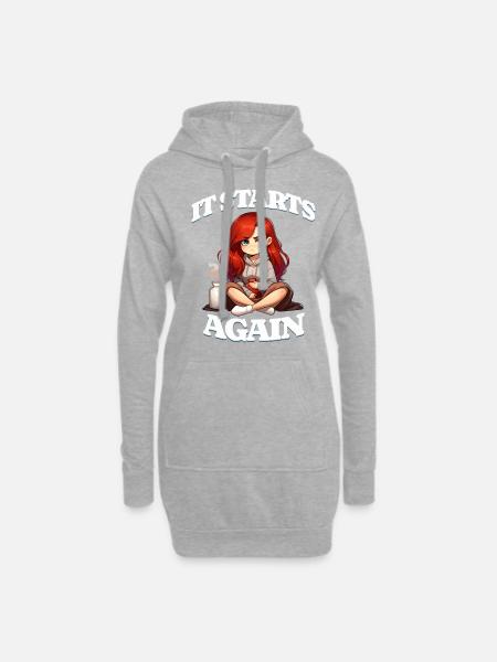 Periode Menstruation It Starts Again - Hoodie-Kleid - Grau meliert