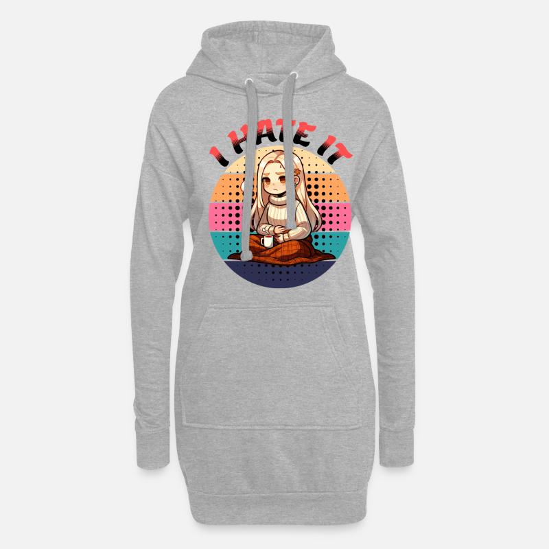 Menstruation Zeit I Hate It - Hoodie-Kleid - Grau meliert