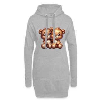 Niedliche Kuschelbären für Kinder und - Hoodie-Kleid - Grau meliert - Vorne
