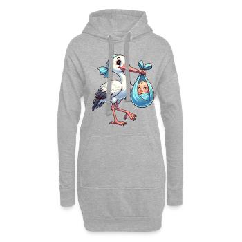 Jolie illustration d’une cigogne avec bébé dans le - Sweat-shirt à capuche long Femme - gris chiné - Devant