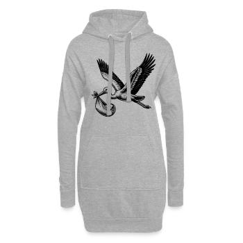 Illustration de cigogne portant bébé - Un classique - Sweat-shirt à capuche long Femme - gris chiné - Devant