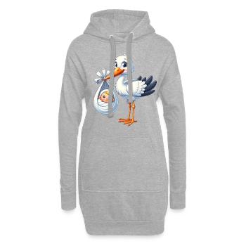La cigogne accueille bébé avec joie - Sweat-shirt à capuche long Femme - gris chiné - Devant