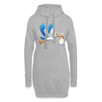 Niedlicher Storch Mit Babybündel Illustration - Hoodie-Kleid - Grau meliert - Vorne