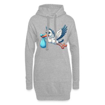 Cigogne heureuse avec bébé - Sweat-shirt à capuche long Femme - gris chiné - Devant