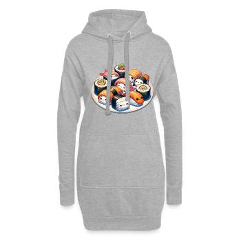 Conception de dessin animé Sushi Kawaii mignon - Sweat-shirt à capuche long Femme - gris chiné - Devant