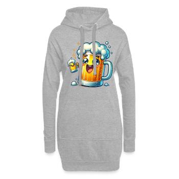 Fröhlicher Bierkrug Mit Schaum - Hoodie-Kleid - Grau meliert - Vorne