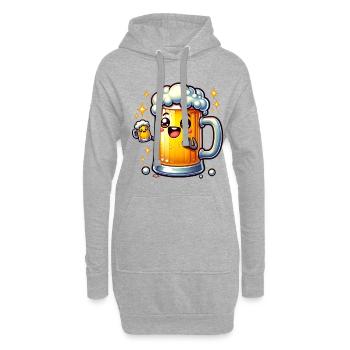 Chope à bière joyeuse avec couronne en mousse - Sweat-shirt à capuche long Femme - gris chiné - Devant