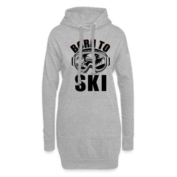 Born To Ski Ski Skieur Sports d’hiver Skis - Sweat-shirt à capuche long Femme - gris chiné - Devant