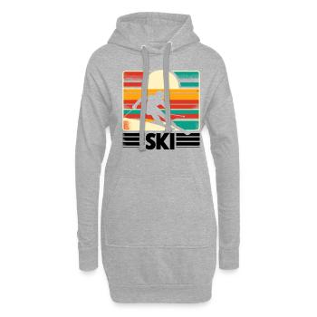 Ski rétro Skieur Ski Sports d’hiver Skis - Sweat-shirt à capuche long Femme - gris chiné - Devant