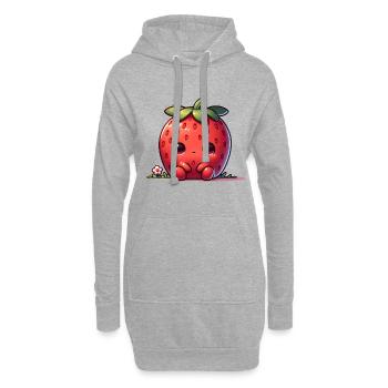 Joli motif fraise avec breloque kawaii - Sweat-shirt à capuche long Femme - gris chiné - Devant