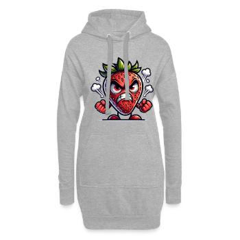 Fraise en colère à la vapeur - Sweat-shirt à capuche long Femme - gris chiné - Devant