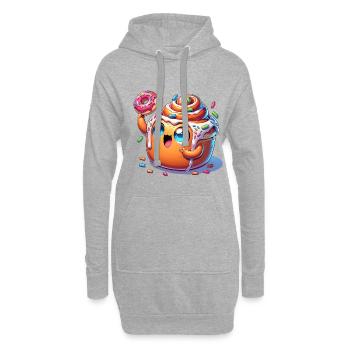 Joyeux petit pain à la cannelle avec beignet - Sweat-shirt à capuche long Femme - gris chiné - Devant