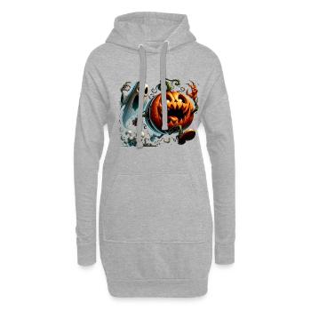 Drôle de citrouille et de poursuite de fantômes - Sweat-shirt à capuche long Femme - gris chiné - Devant