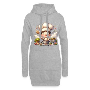 Chef joyeux en cuisine - Sweat-shirt à capuche long Femme - gris chiné - Devant