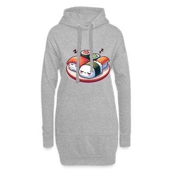 Schlafende Sushi-Träume für Sushi-Liebhaber - Hoodie-Kleid - Grau meliert - Vorne