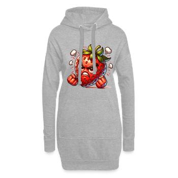 Wütende Erdbeere Cartoon Illustration - Hoodie-Kleid - Grau meliert - Vorne