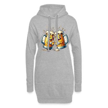 Des chopes de bière heureuses célèbrent ensemble - Sweat-shirt à capuche long Femme - gris chiné - Devant
