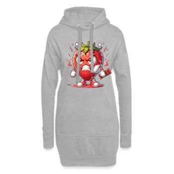 Verärgerte Erdbeere mit Schokolade Humor - Hoodie-Kleid - Grau meliert - Vorne