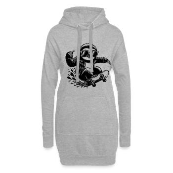 Cooles Faultier Skater Motiv Mit Sonnenbrille - Hoodie-Kleid - Grau meliert - Vorne