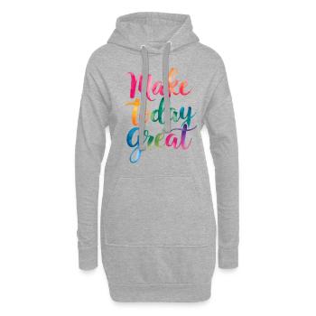 Mach Heute Großartig Mit Farbenfrohem Spruch - Hoodie-Kleid - Grau meliert - Vorne