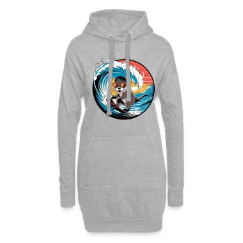 Loutre Cool Sur Skateboard Dans Vague - Sweat-shirt à capuche long Femme - gris chiné - Devant