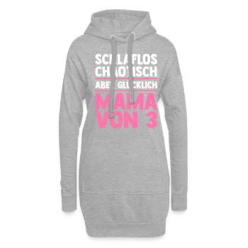 Mama Von 3 Kindern - Hoodie-Kleid - Grau meliert - Vorne