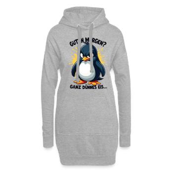 Bonjour glace très mince Pingouin grognements matinaux - Sweat-shirt à capuche long Femme - gris chiné - Devant