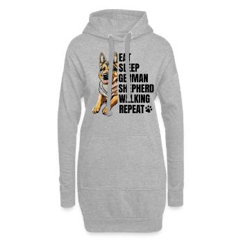 Essen Schlaf Deutscher Schäferhund Gehen Wiederholung Hundeliebhaber - Hoodie-Kleid - Grau meliert - Vorne