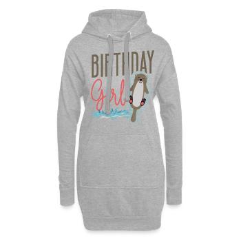 Loutre Anniversaire Fille Anniversaire Fille - Sweat-shirt à capuche long Femme - gris chiné - Devant