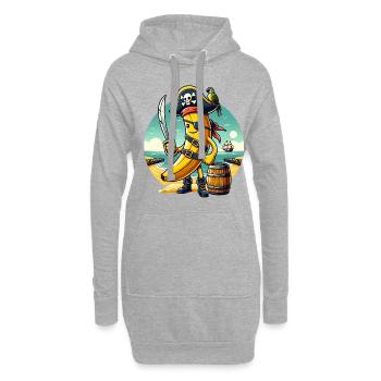Drôle de banane pirate sur la plage avec un perroquet - Sweat-shirt à capuche long Femme - gris chiné - Devant