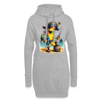 Banane pirate avec perroquet et sabre - Sweat-shirt à capuche long Femme - gris chiné - Devant