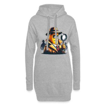 Detektiv Banane Mit Lupe Im Trenchcoat - Hoodie-Kleid - Grau meliert - Vorne