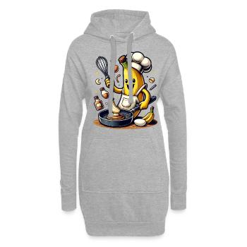 Lustige Kochbanane Mit Pfanne Und Schneebesen - Hoodie-Kleid - Grau meliert - Vorne