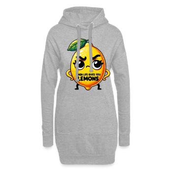 Quand la vie vous donne des citrons Lustige Zitrone - Sweat-shirt à capuche long Femme - gris chiné - Devant